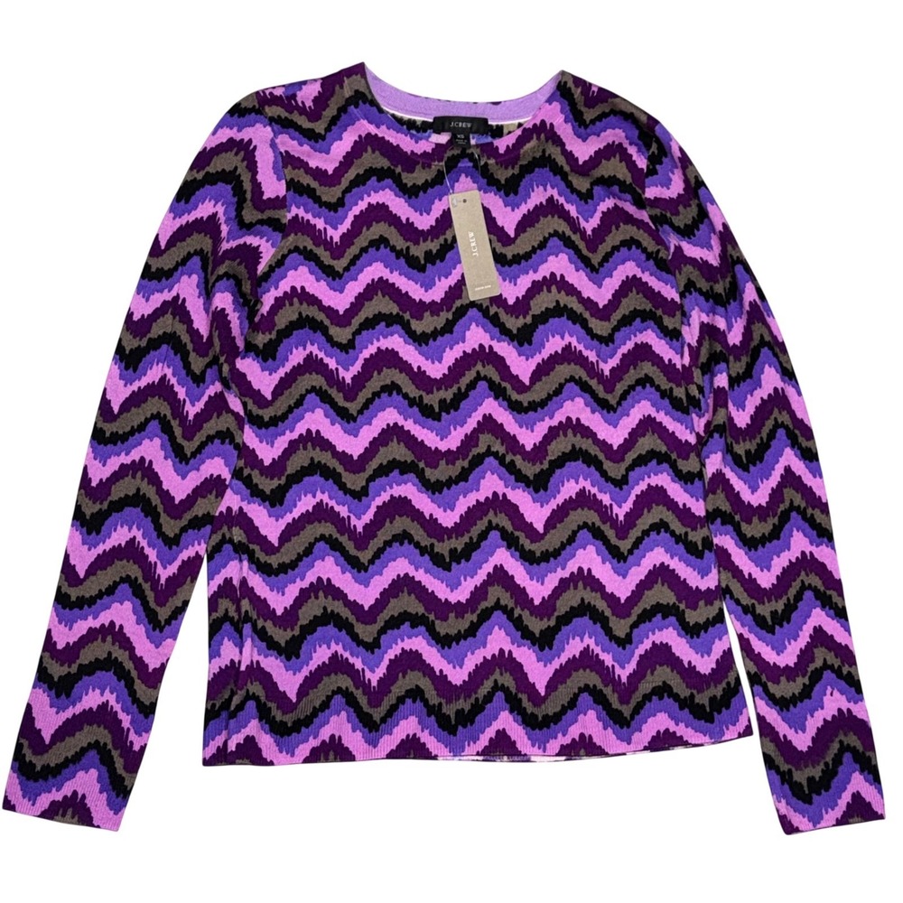 J.Crew Tippi Pullover Merino Wool Zig Zag Chevron Knit Sweater XS‎ NWT